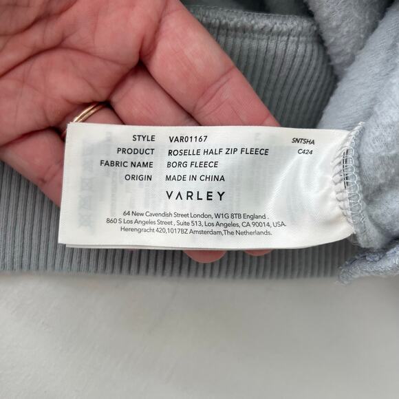 Varley Pearl Blue Roselle Half Zip Borg Fleece Sherpa Sweatshirt Jacket Small - Picture 13 of 16